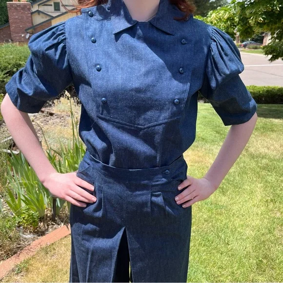 Vintage 1970’s Retro Western Denim Jean Gaucho Cowgirl wide leg Pant suit - Picture 8 of 17